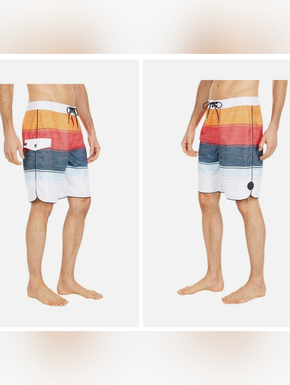 RIP CURL All Time Board Shorts  Multi-Stripe Swim Trunk - Orange/Yellow/Blue